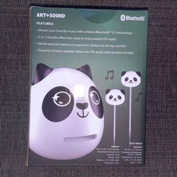Panda Wireless Speaker With Earbuds - Picture 2 of 3